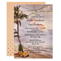 Beach String Lights Post Wedding Party Invitation