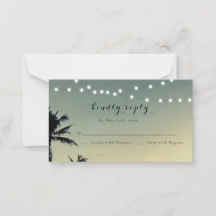 Beach String Lights Wedding Response RSVP Card