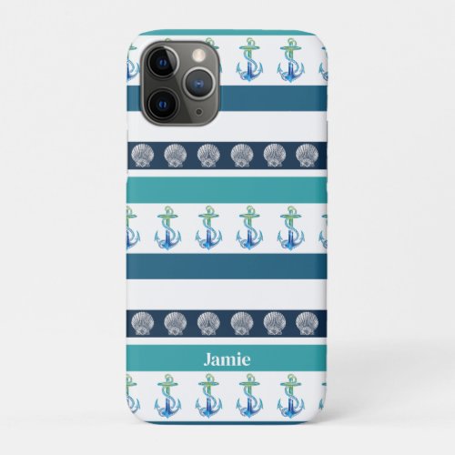 Beach Striped Blue White Family iPhone Case