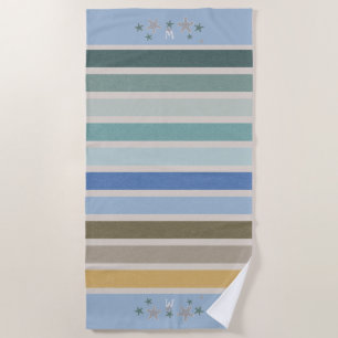 Beach Stripes and Starfish Monogram Towel