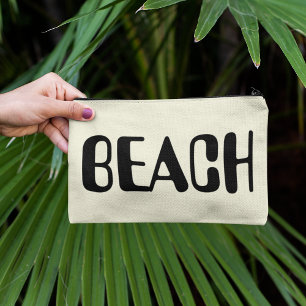 Beach Stuff Accessories Neutral Black Script Accessory Pouch