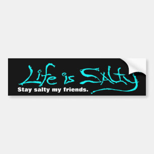 BEACH STYLE BUMPERSTICKER LIFE IS SALTY! BUMPER STICKER