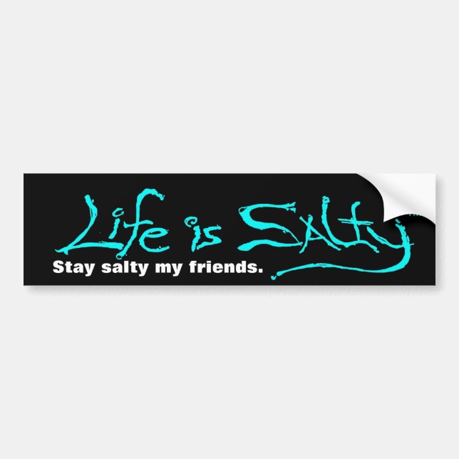 BEACH STYLE BUMPERSTICKER LIFE IS SALTY! BUMPER STICKER (Front)