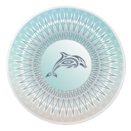 Beach Style Dolphin Mandala | Coastal Ceramic Knob