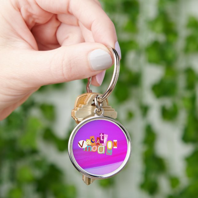 Beach Style Retro Vacay Mode  Keychain (Hand)
