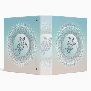 Beach Style Turtle and Mandala 3 Ring Binder