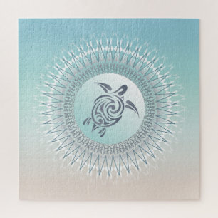 Beach Style Turtle and Mandala Jigsaw Puzzle