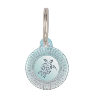 Beach Style Turtle and Mandala Pet ID Tag
