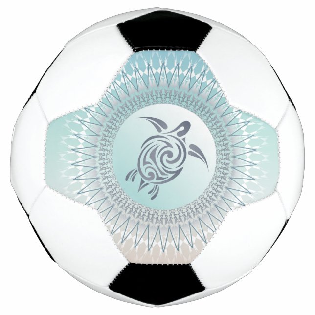 Beach  Style Turtle and Mandala Soccer Ball (Front)