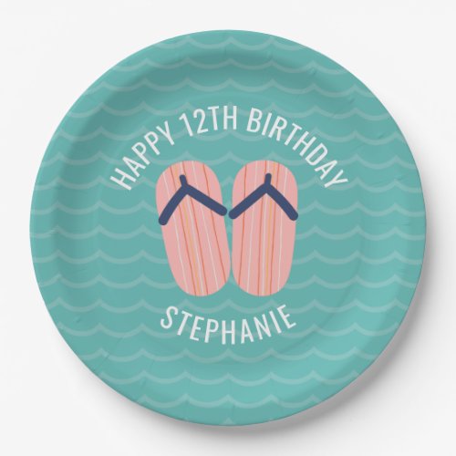 Beach Summer Birthday Party Paper Plate