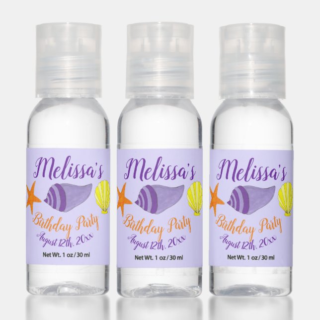 Beach Summer Birthday Party Sea Shells Seashells Hand Sanitizer (Set)
