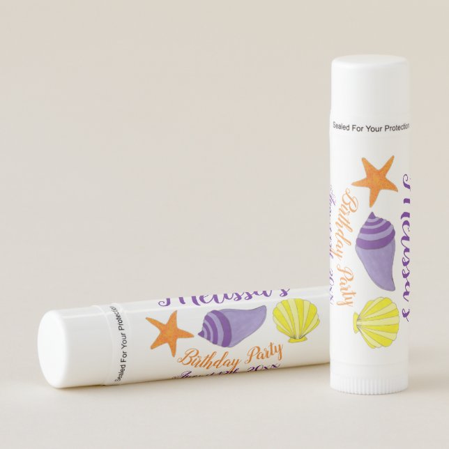 Beach Summer Birthday Party Sea Shells Seashells Lip Balm (Front)