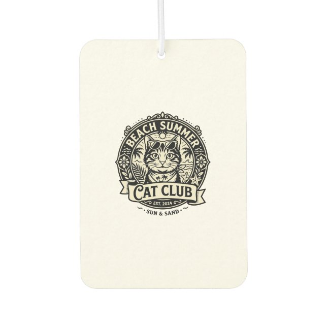 Beach Summer Cat Funny Cat Graphic - Beach Summer  Air Freshener (Front)
