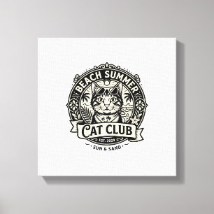 Beach Summer Cat Funny Cat Graphic - Beach Summer Canvas Print