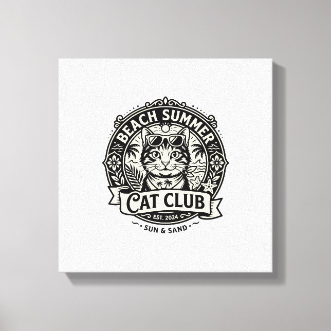 Beach Summer Cat Funny Cat Graphic - Beach Summer  Canvas Print (Front)