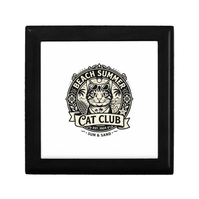 Beach Summer Cat Funny Cat Graphic - Beach Summer  Gift Box (Front)