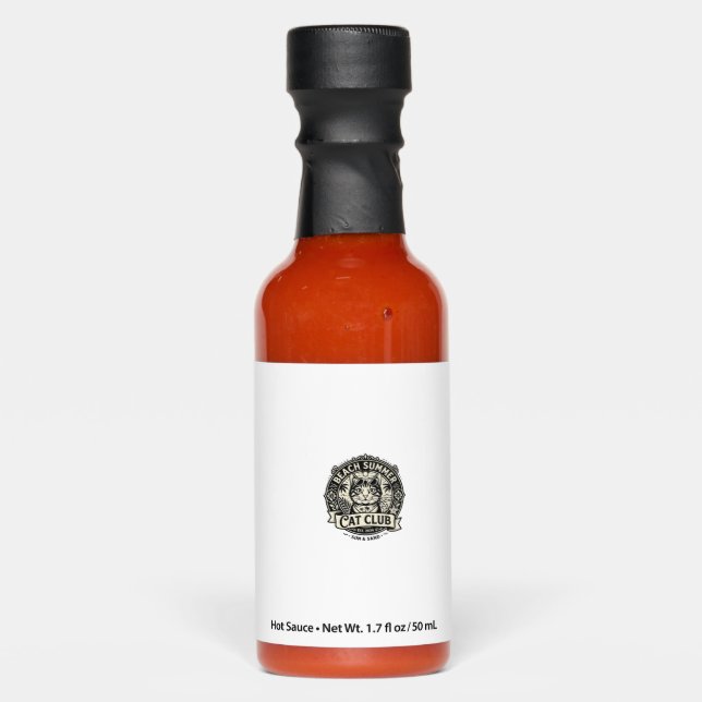 Beach Summer Cat Funny Cat Graphic - Beach Summer  Hot Sauces (Front)