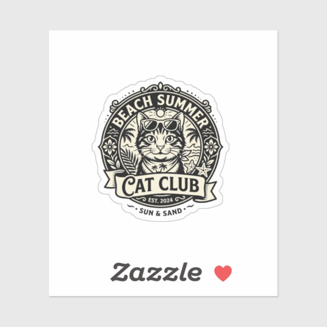 Beach Summer Cat Funny Cat Graphic - Beach Summer  Sticker (Sheet)