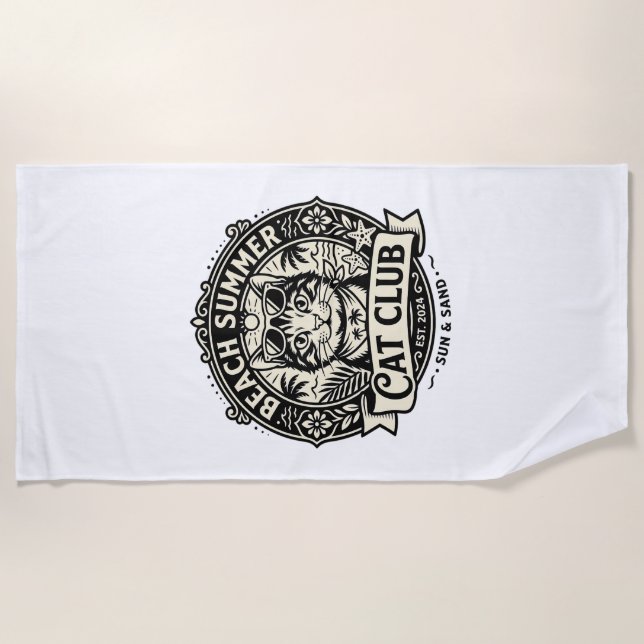 Beach Summer Cat Funny Cat Graphic - Beach Summer  Towel (Front)