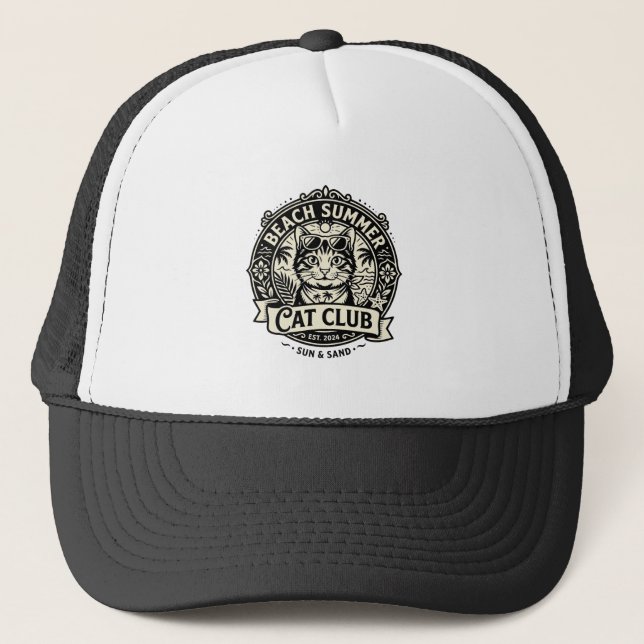 Beach Summer Cat Funny Cat Graphic - Beach Summer  Trucker Hat (Front)