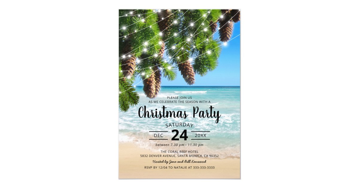 Beach Summer Christmas Party Invitation
