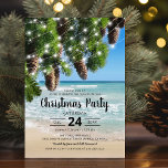 Beach Summer Christmas Party Invitation<br><div class="desc">Summer christmas themed party invitations featuring a sandy beach background,  spruce tree branches,  pine cones,  and a modern party template that is easy to personalize.</div>