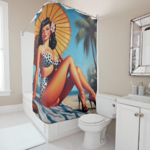 Beach Summer Classic Pin Up Shower Curtain