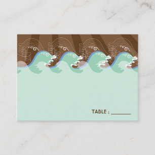 Beach Summer Cool Waves Brown Sun Place Card