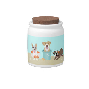 Beach Summer Dogs Blue Orange Candy Jar