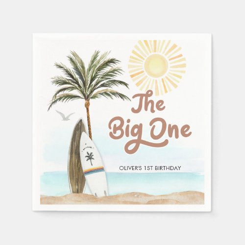 Beach Summer Gender Neutral 1st Birthday Napkins