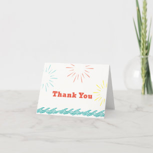 Beach Summer Here Comes The Son Baby Shower  Letterpress Thank You Card