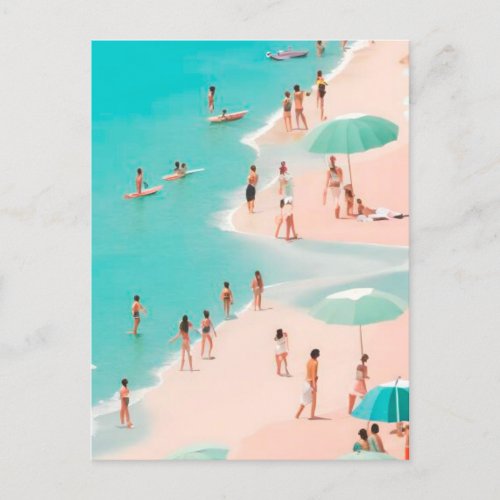 Beach summer holiday postcard