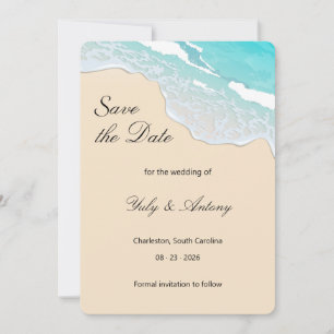 Beach Summer Modern Coastal Marriage Reminder Save The Date
