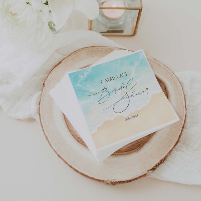 Beach Summer Ocean Bridal Shower  Napkins (Creator Uploaded)