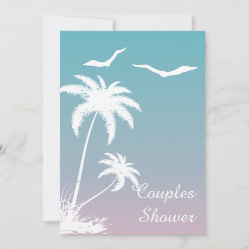 Beach summer pink blue wedding couples shower invitation
