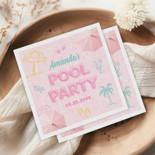 Beach Summer Pool Party Girl Birthday Napkins