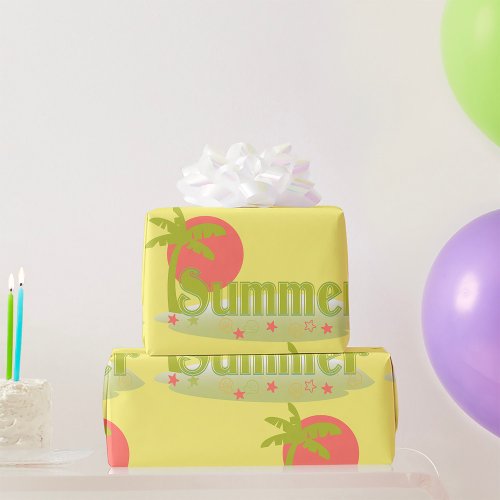 Beach Summer Sun And Tree Wrapping Paper