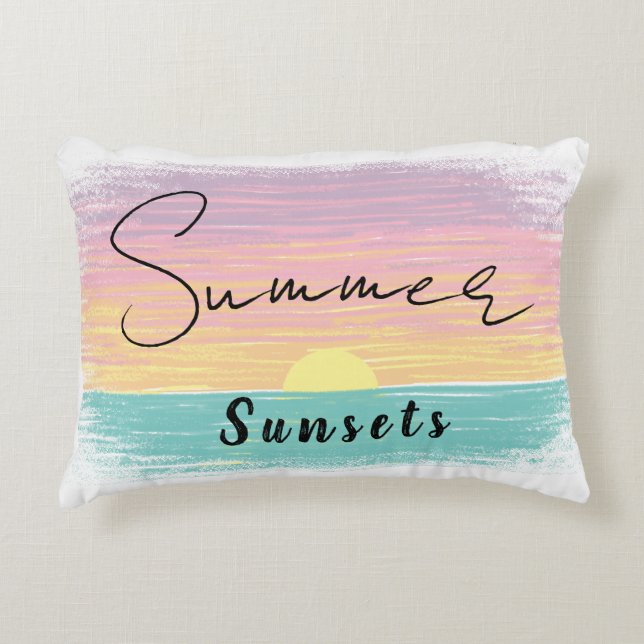 Beach Summer Sunset in Pastel Accent Pillow (Front)