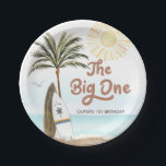 Beach Summer Surf 1st Birthday Paper Plates<br><div class="desc">Let's set the tone for a fun and relaxed Surf party. These gender-neutral boho beach-style paper plates are sure to be a hit. Most lettering is editable click the "Customize Further" button to edit. Matching items in our store Cava party design</div>