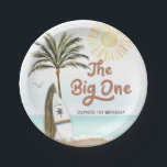 Beach Summer Surf 1st Birthday Paper Plates<br><div class="desc">Let's set the tone for a fun and relaxed Surf party. These gender-neutral boho beach-style paper plates are sure to be a hit. Most lettering is editable click the "Customize Further" button to edit. Matching items in our store Cava party design</div>