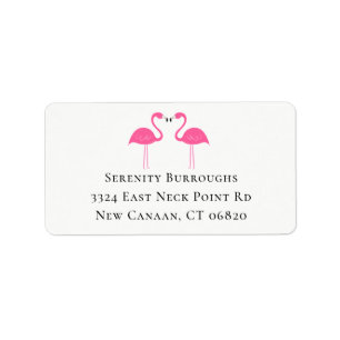 Beach Summer Tropical Cute Pink Flamingos Label
