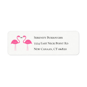 Beach Summer Tropical Cute Pink Flamingos Label