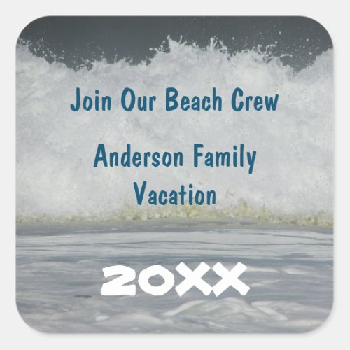 Beach Summer Vacation Ocean Reunion Trip Envelope  Square Sticker
