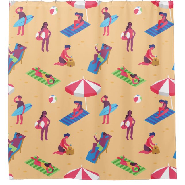 beach summer vacation surfing sunbathing sand  shower curtain (Front)