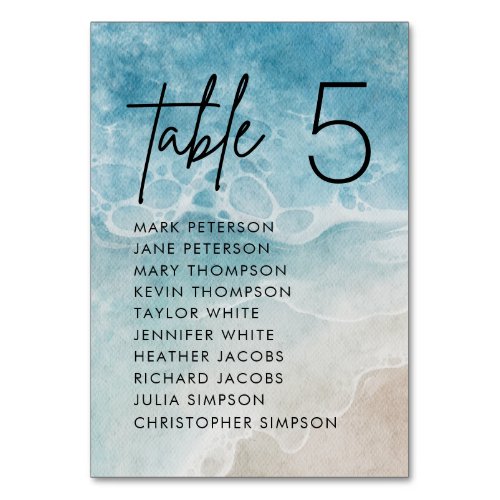 Beach Summer Wedding Seating Chart Table Number