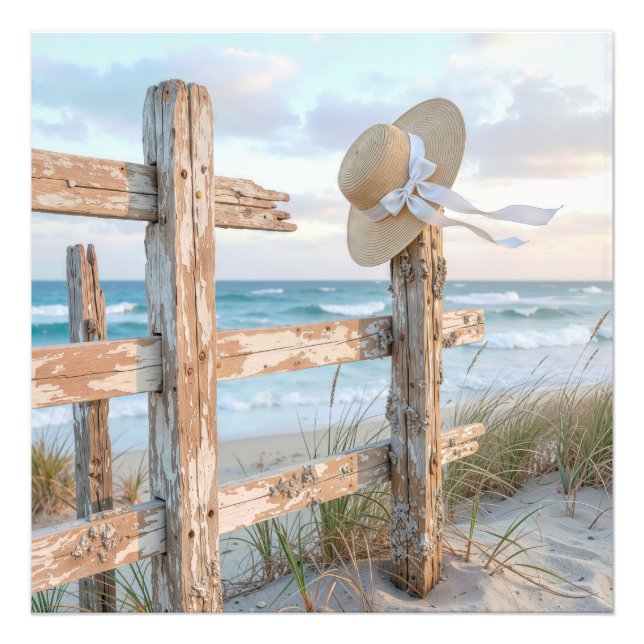 Beach Sun Hat in Ocean Breeze Photo Print (Front)