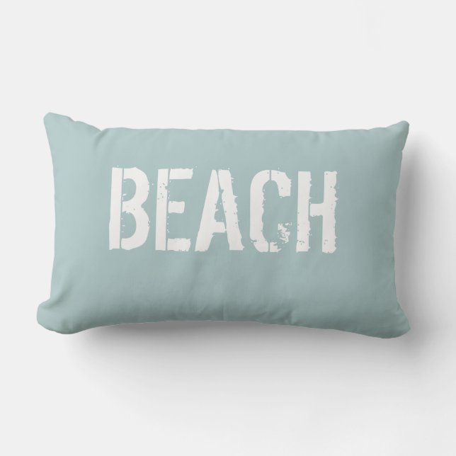 BEACH Sun Kissed Soft Aqua Lumbar Pillow (Front)