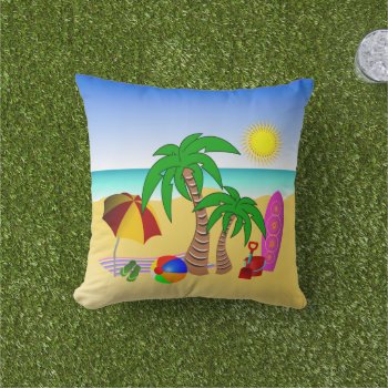 Beach Sun Sea And Surf Mojo Square Throw Pillow by sunnymars at Zazzle