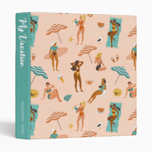 Beach Sunbathers Pattern 3 Ring Binder