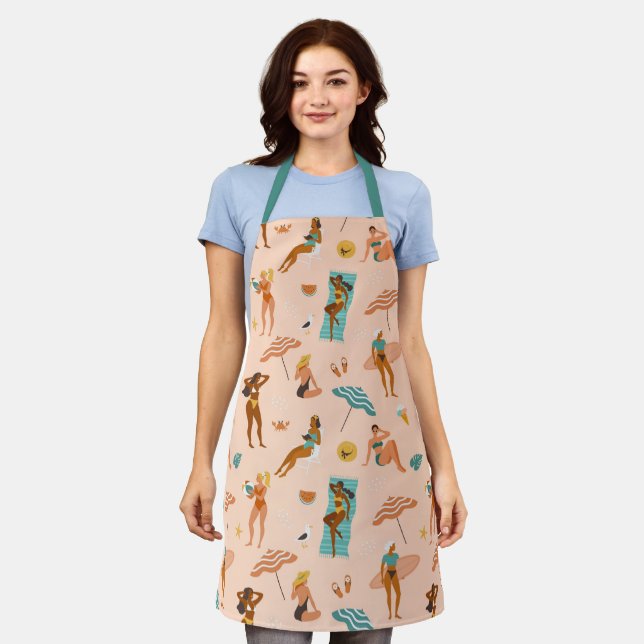 Beach Sunbathers Pattern Apron (Worn)